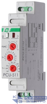 Реле времени PCU-511U 8А 12-264В AC/DC 1 перекл. IP20 многофункц. монтаж на DIN-рейке F&F EA02.001.011
