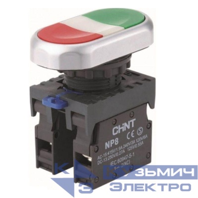 Кнопка двойная NP8-11S 1НО+1НЗ IP65 (R) CHINT 667178