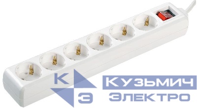 Удлинитель 6х3м с заземл. 16А IP20 У06К 2P+PE 250В 3х1 с выкл. IEK WYP10-16-06-03-ZK-N