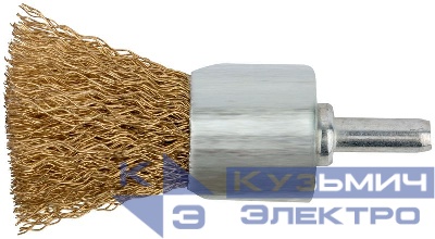 Корщетка-венчик со шифтом стальная латунированная волнистая проволока 25мм FIT 38525