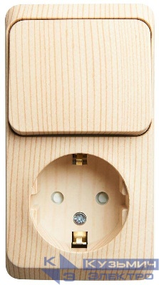 Блок ОП Этюд (1-м розетка с заземл. защ. шторки + 1-кл. выкл.) сосна SE BPA16-201D