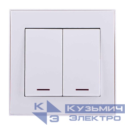 Выключатель 2-кл. СП Rain 10А IP20 с подсветкой бел. LEZARD 703-0202-112