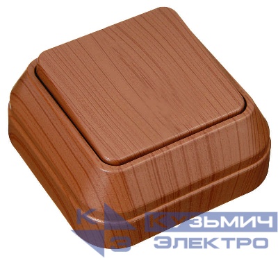 Переключатель проходной 1-кл. ОП 10А IP20 орех Makel 45405