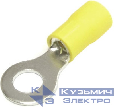 Кольцевой кабельный наконечник RVL 5,5-6 (НКИ d=6,4мм) 4-6мм2, изолированный, желтый, 100шт, NETKO Optima