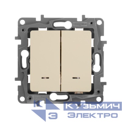 Переключатель 2-кл. СП Etika Plus 10А IP20 250В 10AX с подсветкой безвинтов. зажимы механизм сл. кость IEK 672316