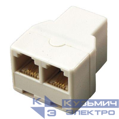 Двойник тел. гнезд.-2 гнезд. 6P-4C бел. Rexant 03-0032