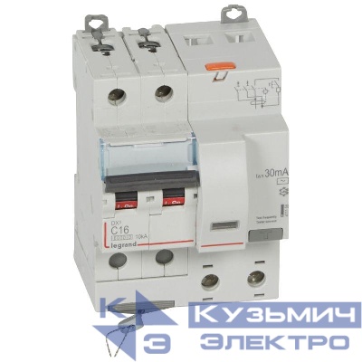Выключатель автоматический дифференциального тока 2п C 16А 30мА тип AC 10кА DX3 4мод. Leg 411158