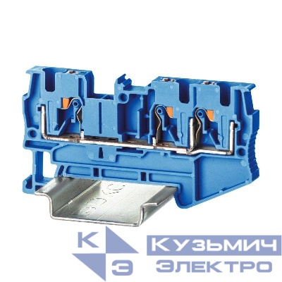 Клемма проходная зажим push-in 3 точки подключ. 4кв.мм син. DKC VPR-4-TWIN-BU