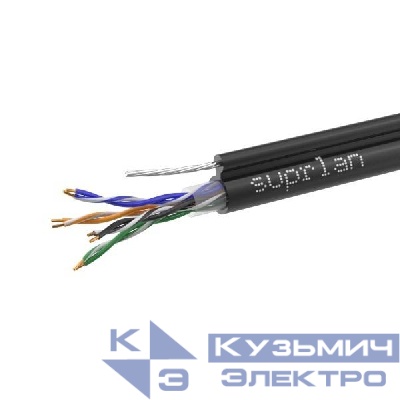 Кабель витая пара U/UTP кат.5E 4х2х0.51 24AWG solid Cu PE Out. T-FG8 Premium трос 305м (м) SUPRLAN 01-0308-1