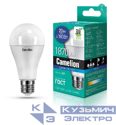 Лампа светодиодная LED20-A65/865/E27 20Вт 220В Camelion 13166