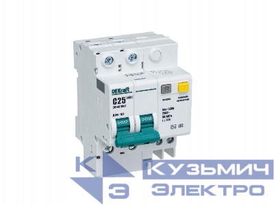 Выключатель автоматический дифференциального тока 2п C 25А 30мА тип AC 4.5кА ДИФ-101 4.5мод. DEKraft 15005DEK