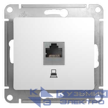 Розетка компьютерная 1-м СП Glossa RJ45 кат.5E механизм бел. SE GSL000181K