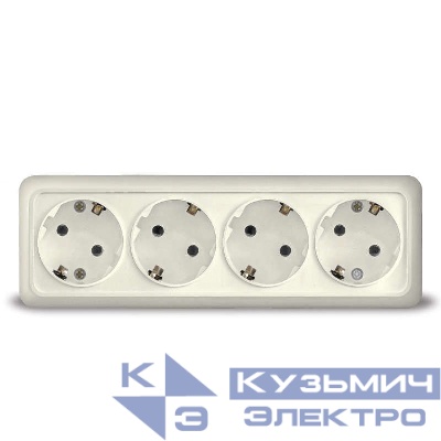 Розетка 4-м ОП Олимп с заземл. сл. кость UNIVersal 1169