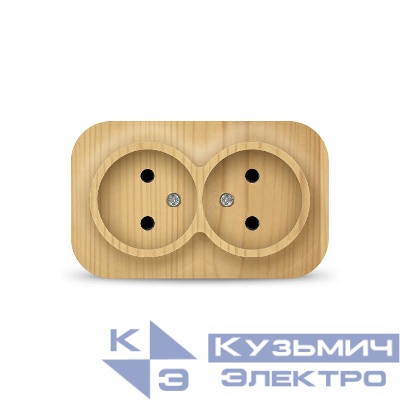 Розетка 2-м ОП 10А IP20 без заземл. сосна IONICH 1438