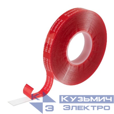Лента клейкая двухсторонняя прозрачная на VHB акриловой основе 12ммх5м Rexant 09-6058