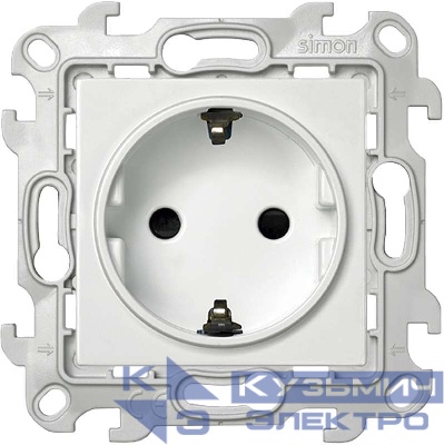 Розетка 1-м СП Simon 24 16А IP20 2P+E Schuko защ. шторки механизм бел. Simon 2450432-030