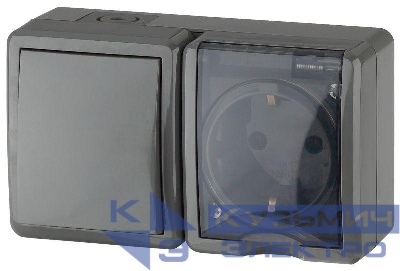 Блок ОП розетка+выключатель 11-7401-03 16АХ(10AX)-250В IP54 Эксперт сер. ЭРА Б0020734