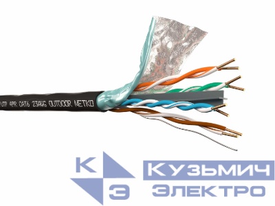 Кабель F/UTP4 (FTP4) cat.6, 4 пары 23 AWG BC, одножильный, экранированный, с крестовиной, для наружных работ, 305м, FLUKE TEST, NETKO Expert