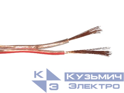 Кабель акустический 2*0.75мм2 (42*0.15мм) CCA, 100м, пластиковая катушка, прозрачный NETKO Optima