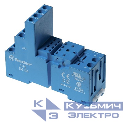 Розетка с винт. клеммами (с зажимной клетью) для реле 55.32 таймера 85.02 модули 86.00 99.02 в комплекте пластик. клипса 094.91.3 син. FINDER 9402SPA