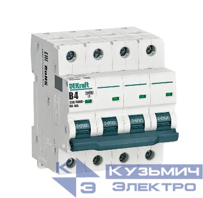 Выключатель автоматический модульный 4п B 4А 10кА ВА-105 DEKraft 13138DEK