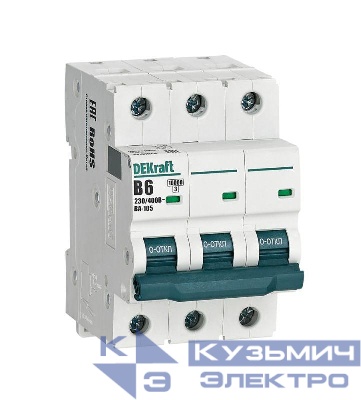 Выключатель автоматический модульный 3п B 6А 10кА ВА-105 DEKraft 13127DEK