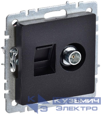 Розетка компьютерная + телевизионная 2-м Brite РТВ/РК12-БрЧ RJ45 кат.5E + TV механизм черн. IEK BR-AK20-1-K02