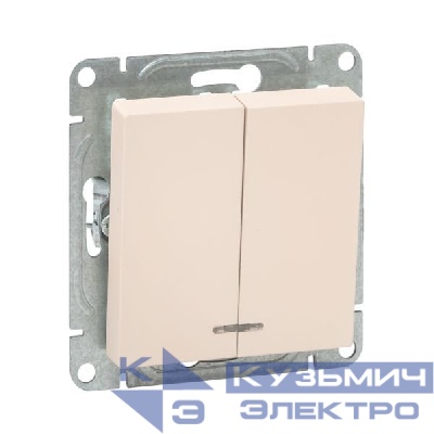 Выключатель 2-кл. СП Эпика с подсветкой механизм крем. EKF UP1-SWI-24