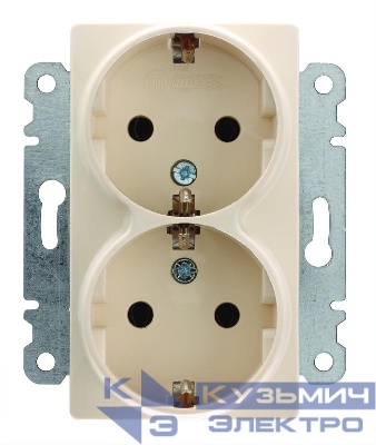 Розетка 2-м СП Lillium 10А с заземл. с панелью механизм крем. Makel 30010082