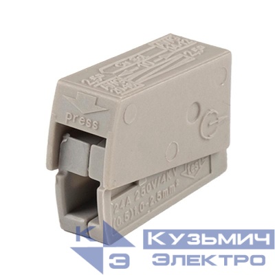 Клемма монтажная для подключения светильников PTC-2P 224-101 400В 24А 0.5-2.5кв.мм JazzWay 5051294
