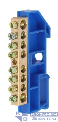 Шина PE "земля" на DIN-изол. ШНИ-8х12-8-Д NO-222-51 син. ЭРА Б0033431