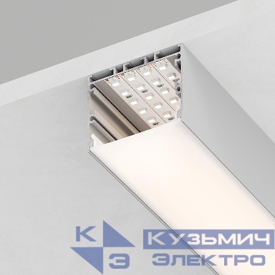 Профиль накладной CAB257 "Линии света" 50х35 L2000 в комплекте 2 заглушки 4 крепежа алюм. серебр. FERON 10368