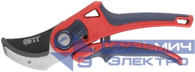 Секатор режущие кромки встык с наковальней регулир. раскрытия ленточная пружина прорезин. ручки 210мм FIT 77091