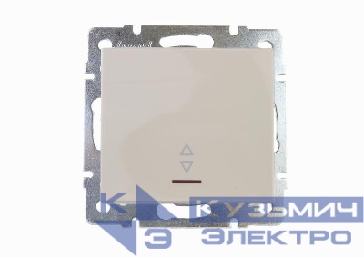 Переключатель проходной 1-кл. СП Rain IP20 с подсветкой механизм крем. LEZARD 703-0388-114