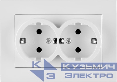Розетка 2-м СП KAREN 16А IP20 с заземл. в сборе бел. ARVIA 20 01 1000 907