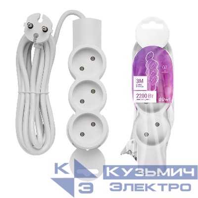 Удлинитель 3х3м без заземл. ПВС 2х0.75 REV 32002 1