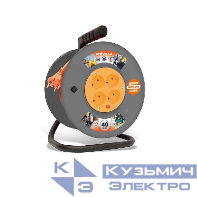 Удлинитель на катушке 4х40м без заземл. 10А IP20 ВЕМ-250 ПВС 2х1 термозащита UNIVersal 9632899