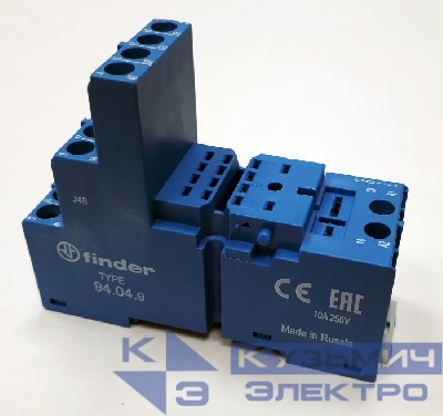 Розетка с винт. клеммами (с зажимной клетью) для реле 55.32 55.34 таймера 85.02 85.04 модули 86.00 99.02 в комплекте металлич. клипса 094.71 син. FINDER 94049SMA