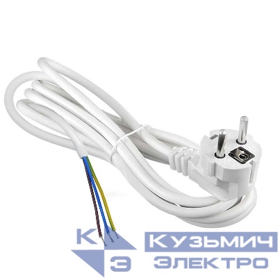 Шнур сетевой с вилкой 3м с заземл. 10А ПВС 3х1 бел. DOMTOK 2778