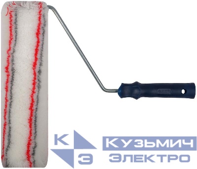 Валик полиакрил. нитяной профи с сер. и крас.полос. бюг. 8мм д. 55/91мм ворс 18мм 300мм бел. FIT 02390