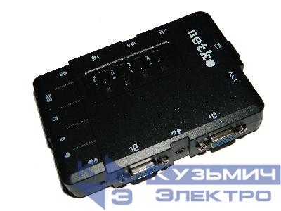 NCS-41CA KVM Переключатель Netko, настольный, 4 порта, PS2+аудио, в комплекте: 2 кабеля 1.8м (NLСVPA18), черный РАСПРОДАЖА