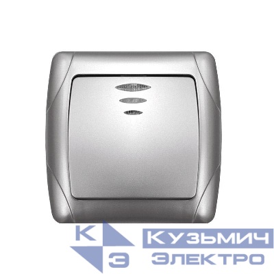 Выключатель 1-кл. СП Маргарита 10А IP20 с подсветкой серебр. UNIVersal М0121-S