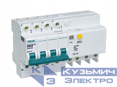 Выключатель автоматический дифференциального тока 4п C 63А 30мА тип AC 4.5кА ДИФ-101 8мод. DEKraft 15026DEK