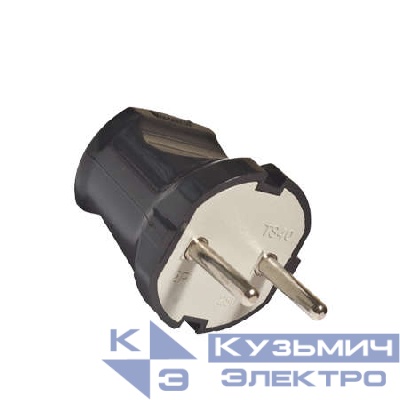 Вилка электрическая 6А 250В без заземл. черн. (еврослот) UNIVersal А0113