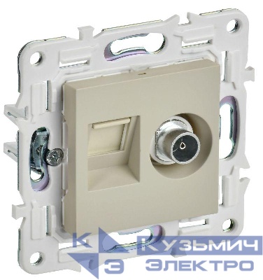 Розетка двойная TV+RJ45 кат.5E SKANDY SK-A14B беж. IEK SK-AK20-1-K10