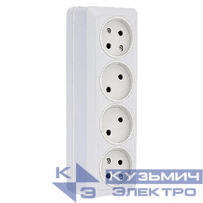 Розетка 4-м ОП Рим 10А IP20 без заземл. бел. EKF ENR10-302-10