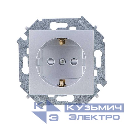 Розетка Simon 15 16А 250В 2P+E с заземл. Schuko защ. шторки винтов. клеммы механизм алюм. Simon 1591443-033