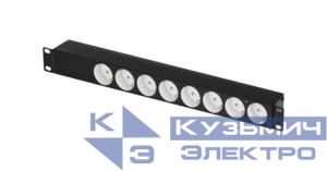 Блок розеток 8-м 10А 19дюйм с фильтром без шнура железн. NIKOMAX TLK-RS08M1N-BK