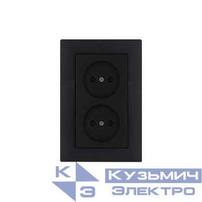 Розетка 2-я Karea RIZZ STAR без заземл. чер. Makel 88054017