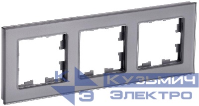 Рамка 3-м BRITE РУ-3-2-БрСе стекло сер. IEK BR-M32-G-K03